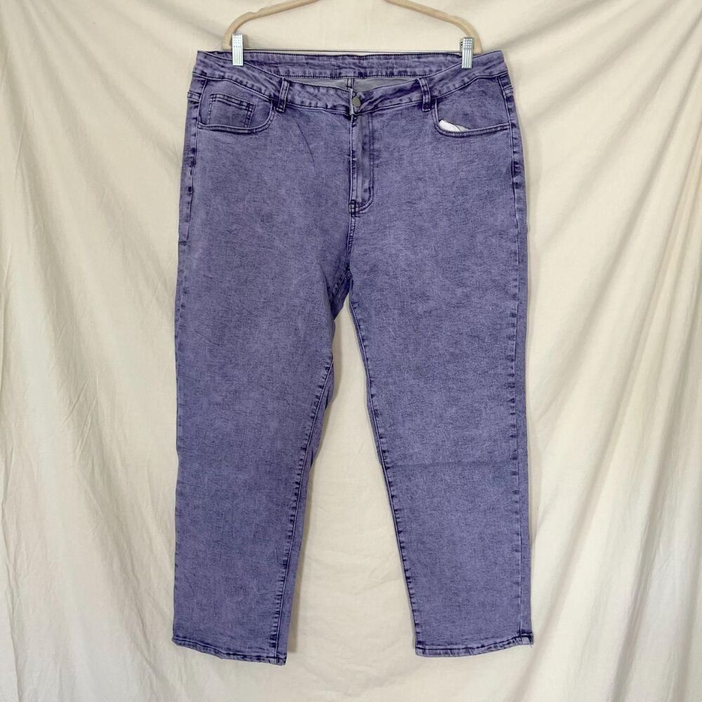 Purple Acid Wash Plus Size Jeans Size 4XL